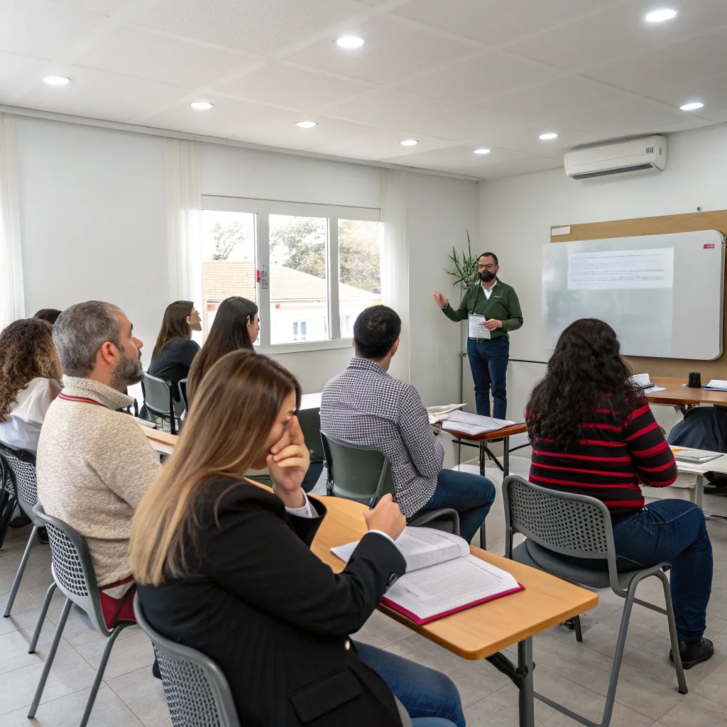 People attending a public speaking course